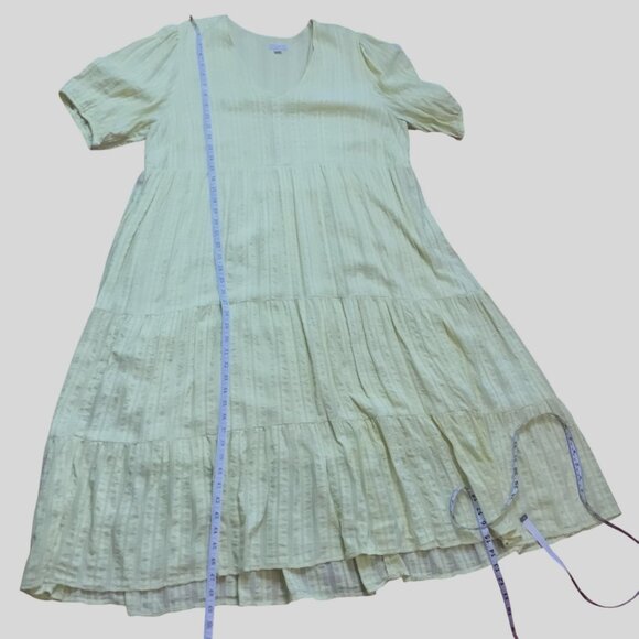 J. Jill 2X Yellow Pineapple Jacquard Tiered Maxi Dress Cottagecore Boho Lounge - Picture 7 of 8